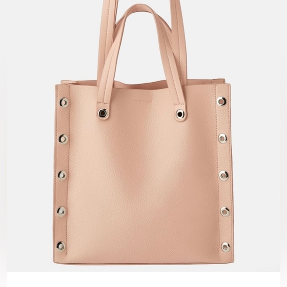 Zara Squared Shopper with Metal Ring Trim 
color: Pink - Picture 5 of 7
